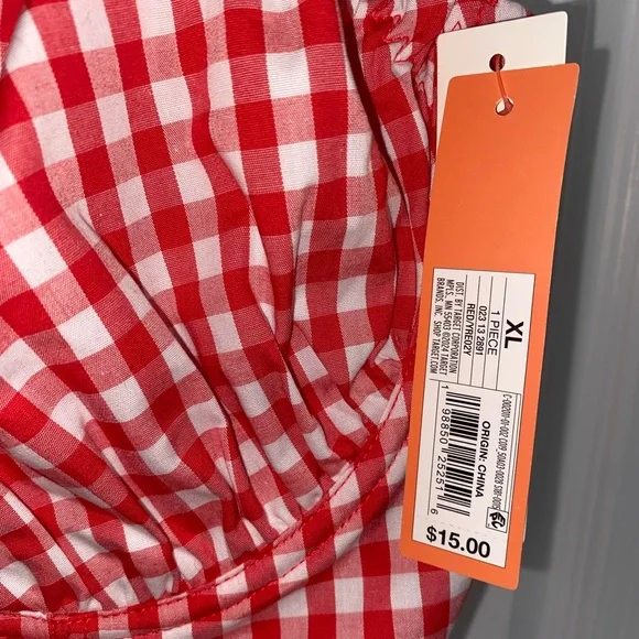 Colsie Red and White Gingham crop top bralette - Picture 4 of 5